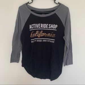 Active cheetah print long sleeve baseball tee